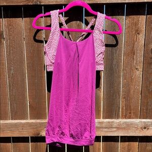 Lululemon Magenta Athletic Tank with Printed Sports Bra